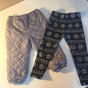 3/$30 BABY GAP Snow Pants Lined Quilted + JOE FRESH Snowflake Printed Leggings
